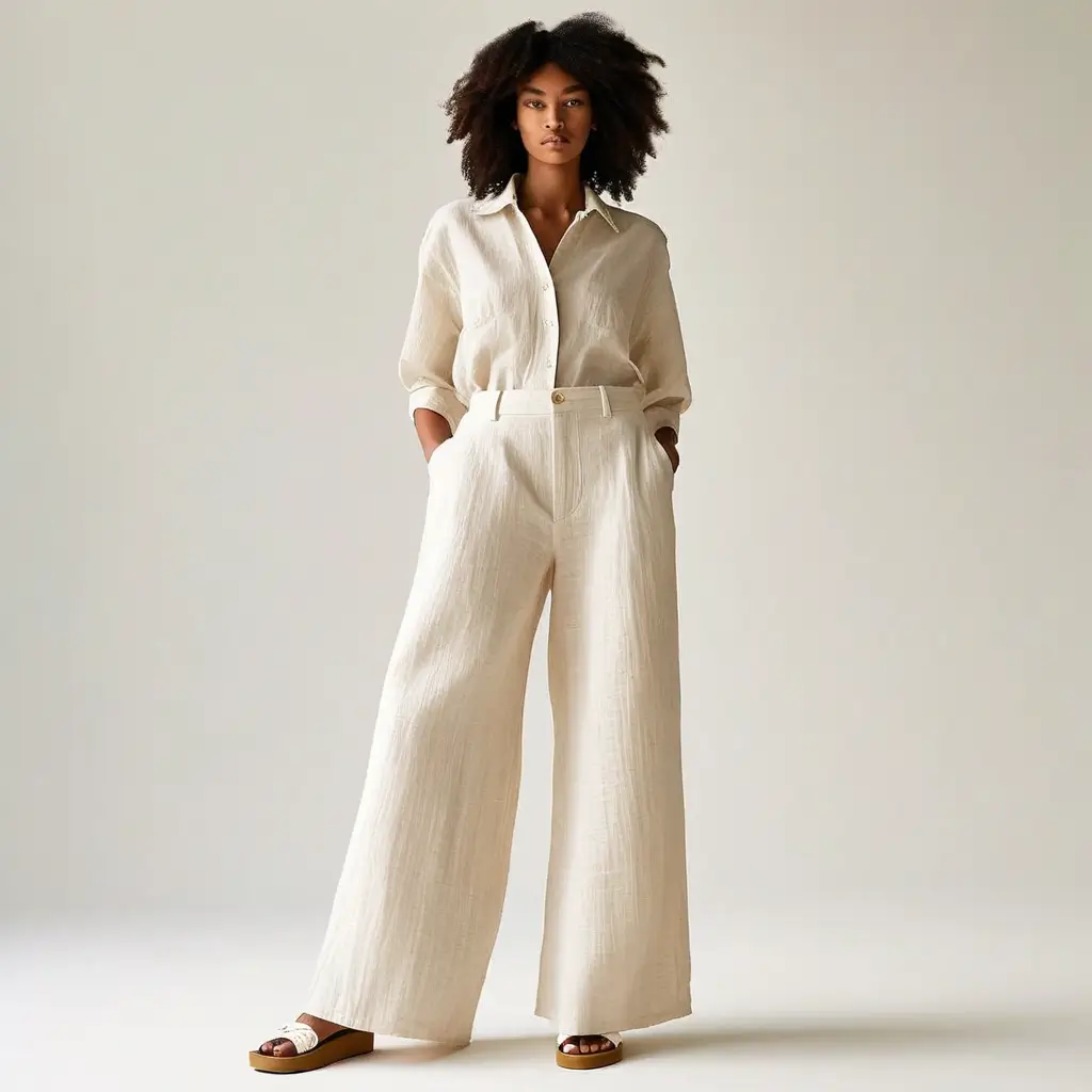 Wide-Leg Linen Trousers