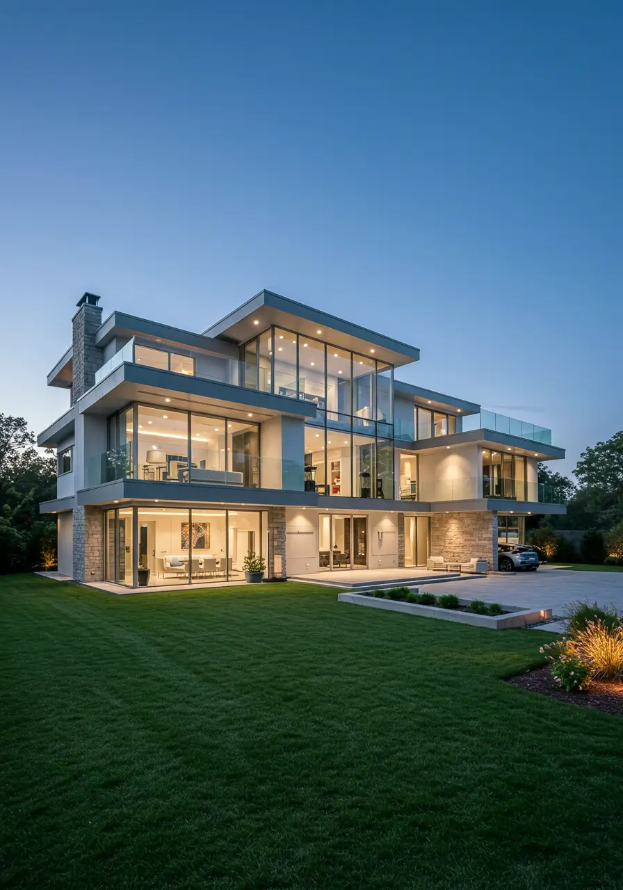 Contemporary Glass and Steel Mansions1