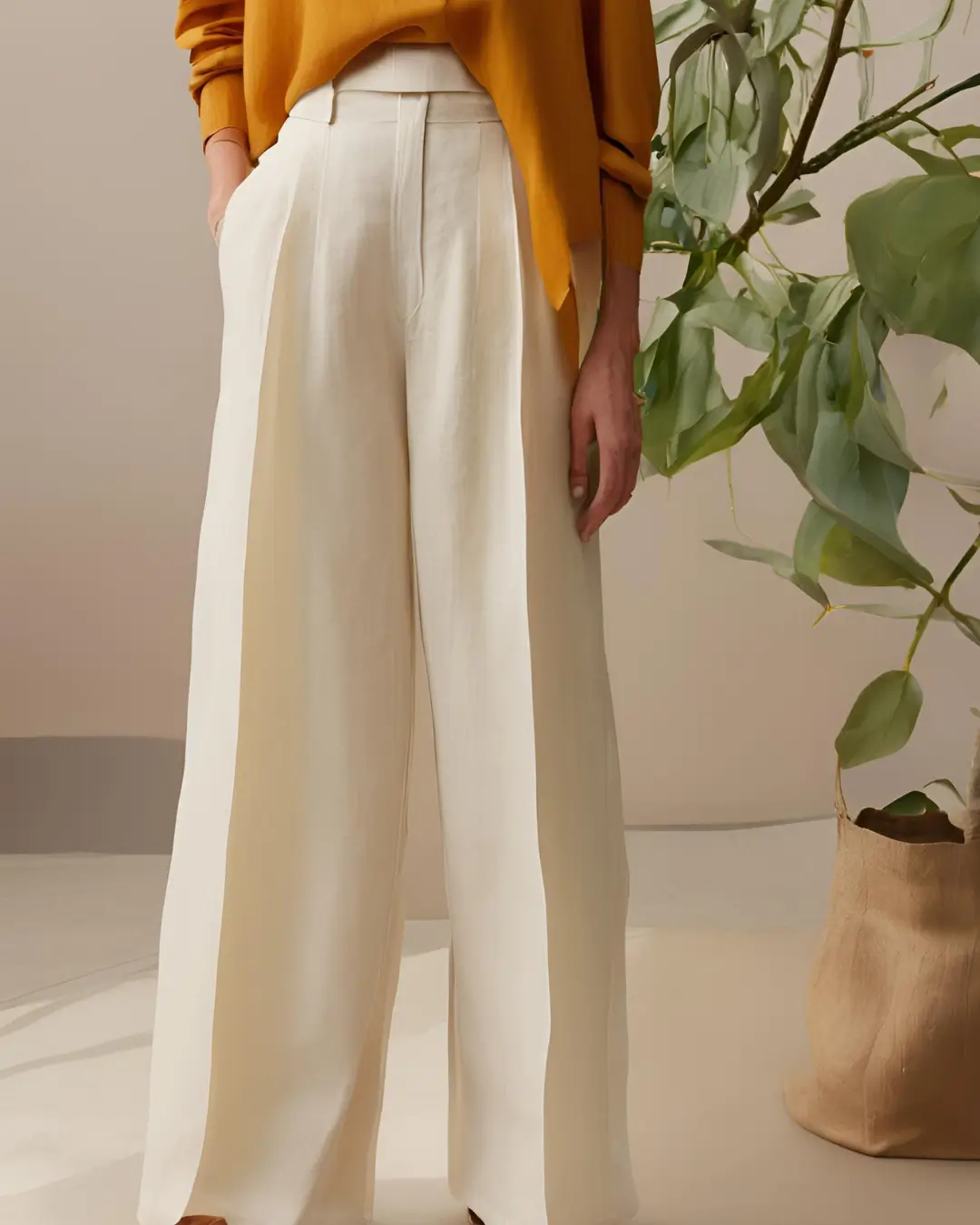 Wide-Leg Linen Trousers