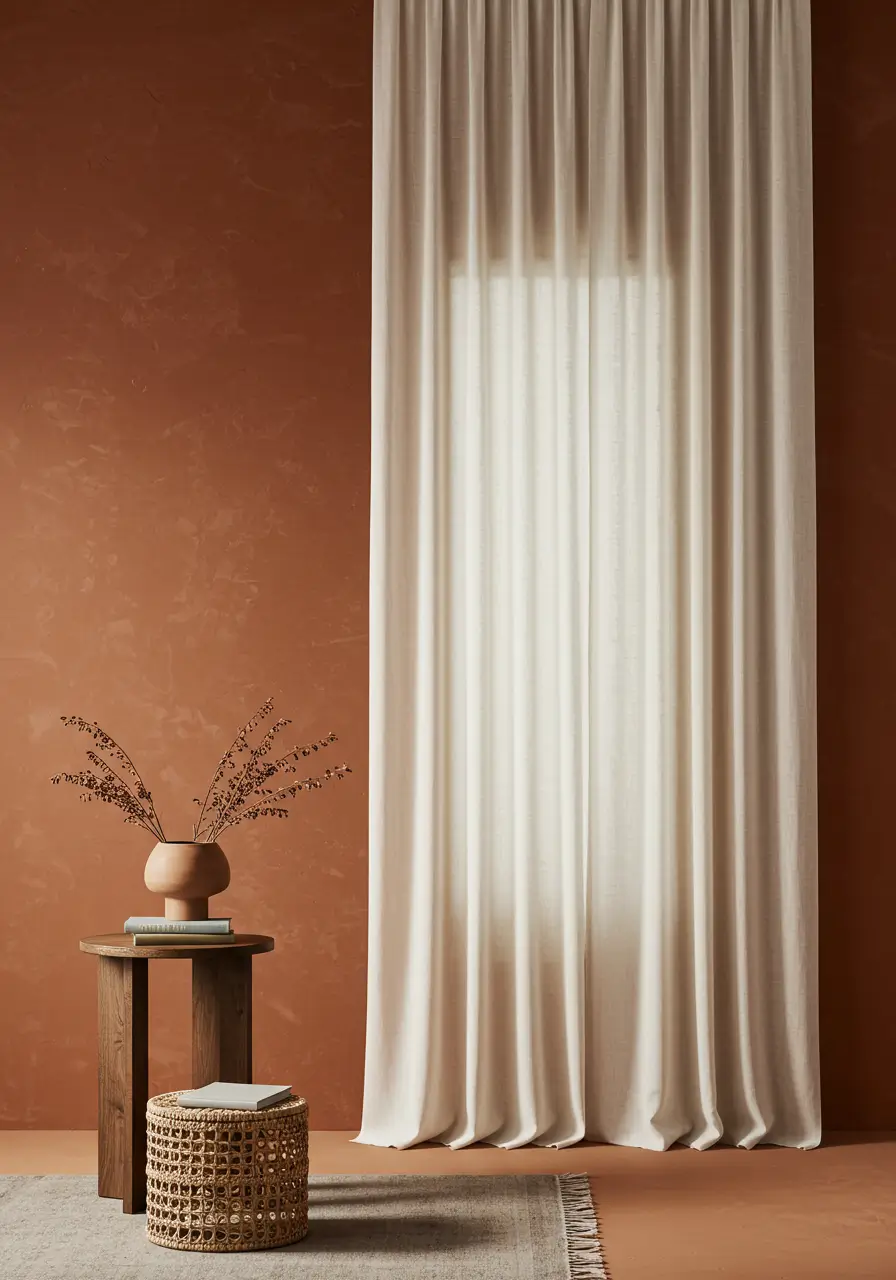Cream or Ivory Curtains with Warm Terracotta Walls