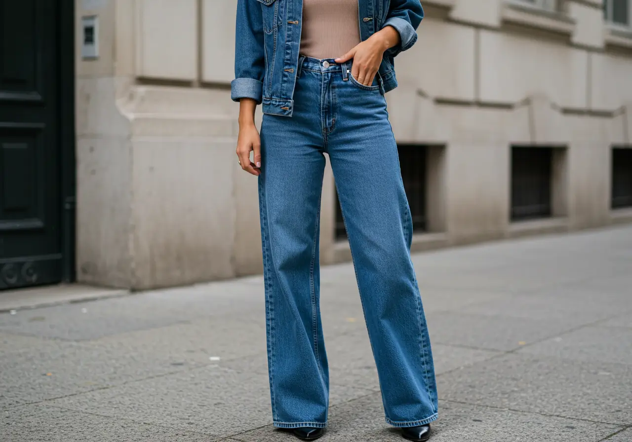 Denim Jackets- wide leg jeans