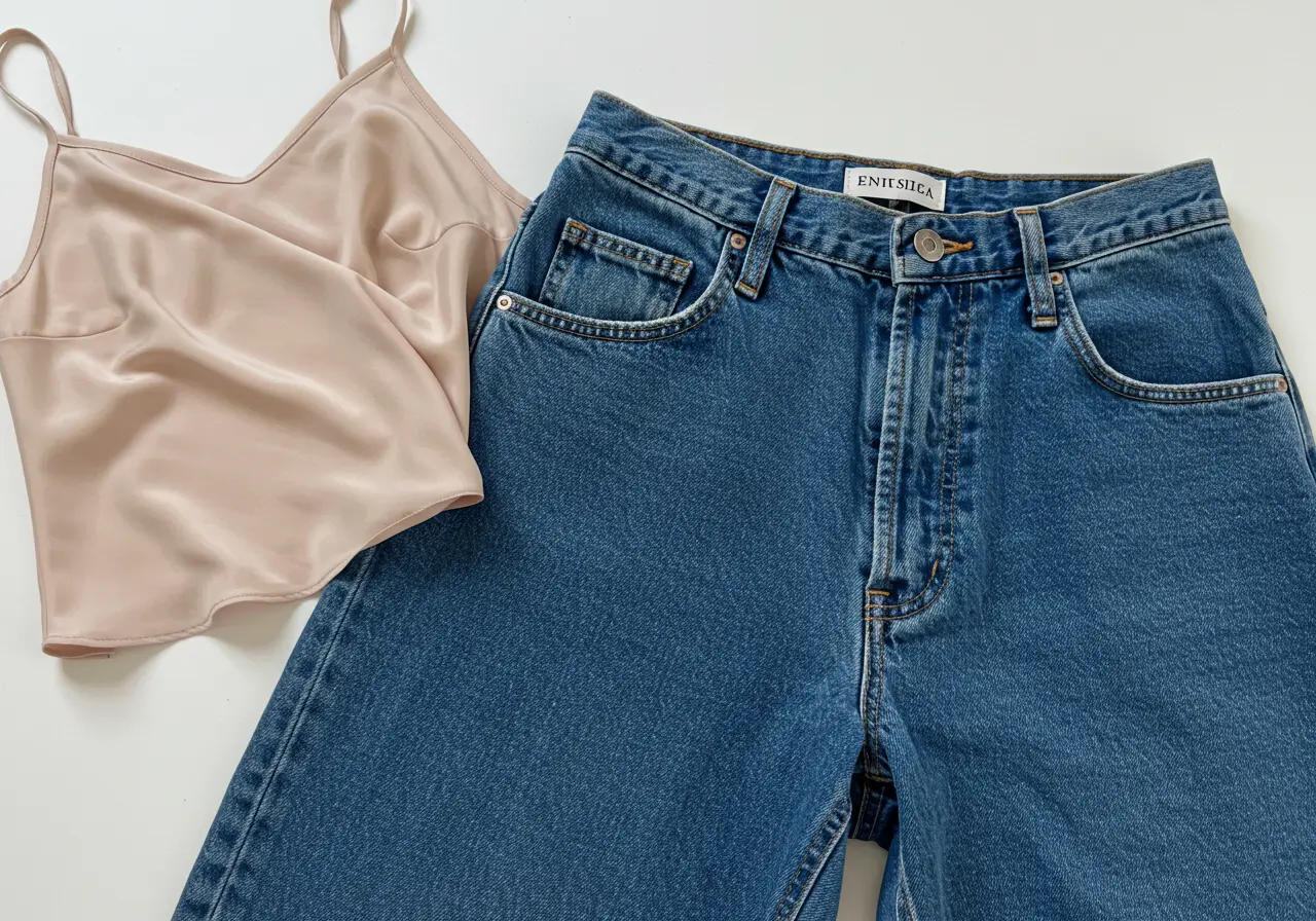 Sleek Silk or Satin Camisoles- wide leg jeans1