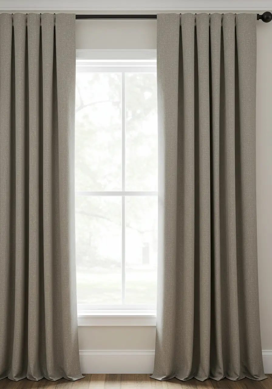 Warm Greige Curtains with Soft White Walls