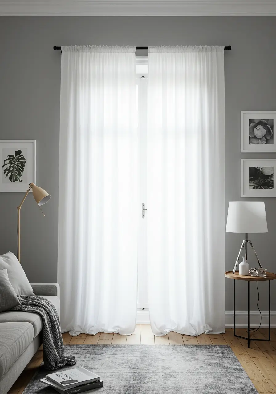 White Curtains with Soft Grey Walls