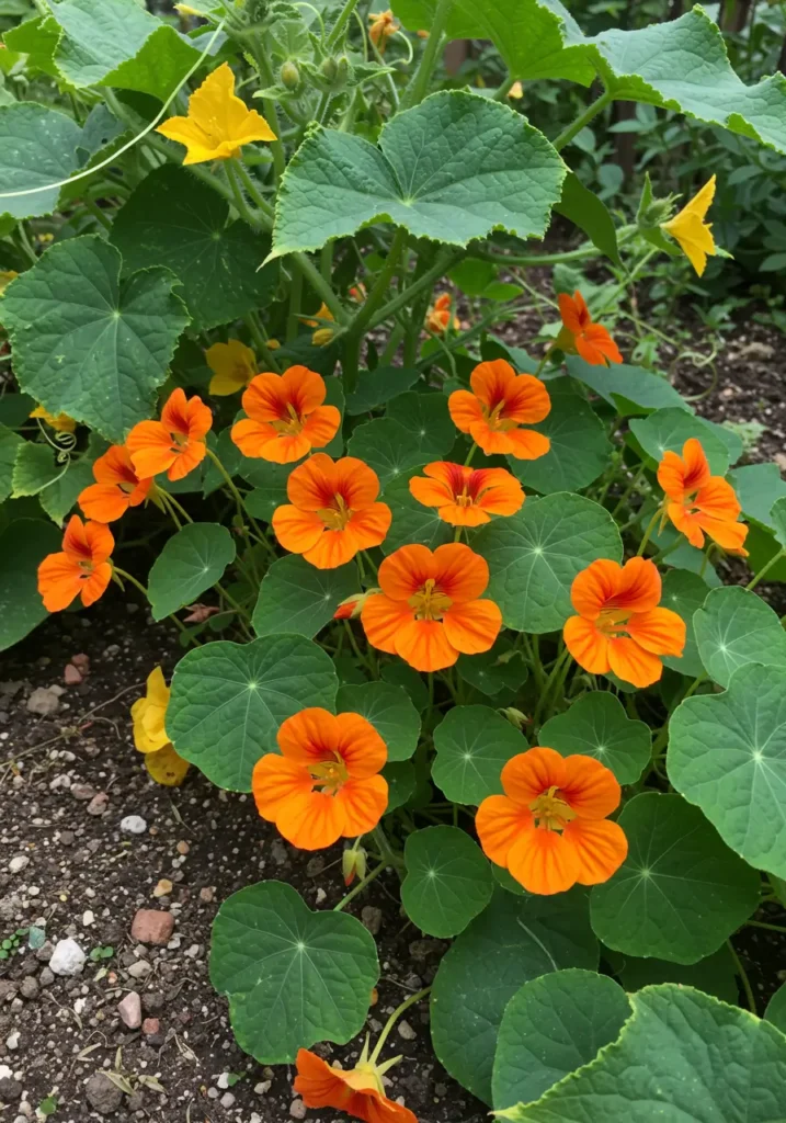 Cucumbers and Nasturtiums