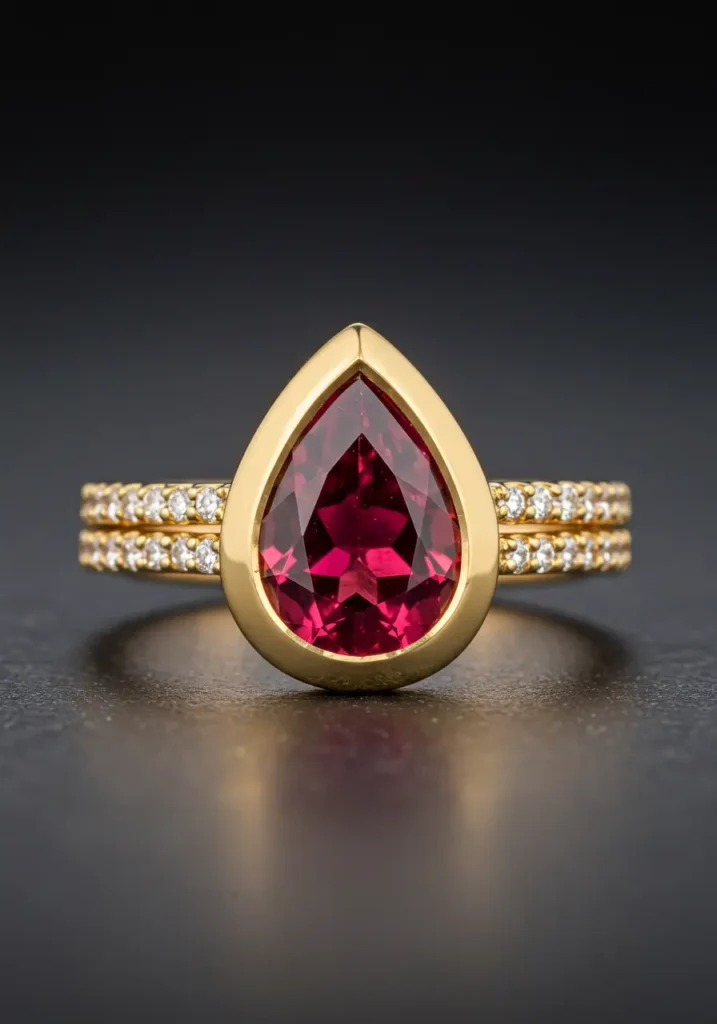 The Bezel-Set Pear with a Diamond Band