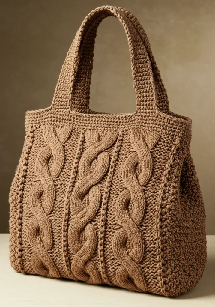 crochet handbag- The Cabled Shoulder Bag