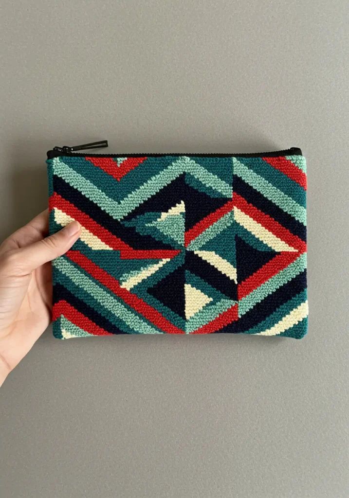 crochet handbag- The Geometric Tapestry Crochet Pouch