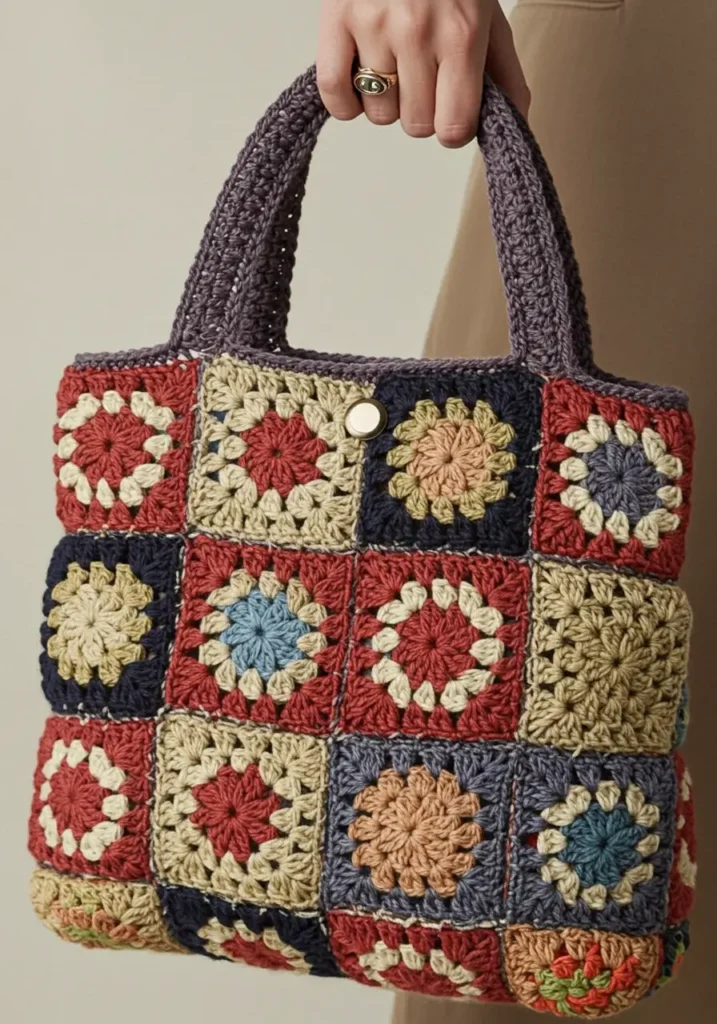 crochet handbag- The Granny Square Revival Satchel