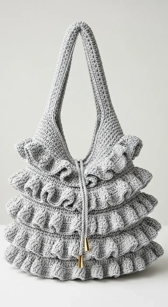 crochet handbag- The Ruffled or Tiered Hobo Bag
