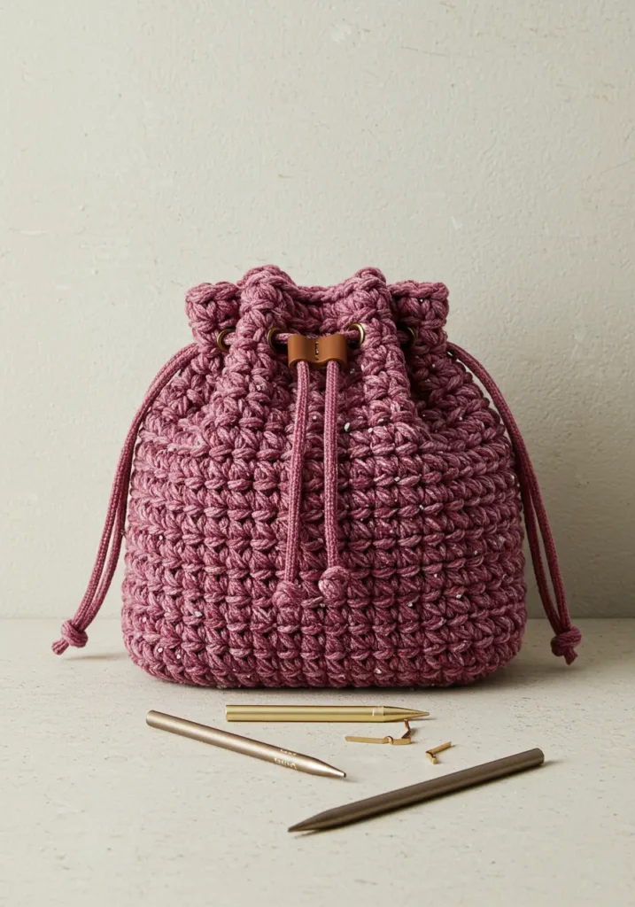 crochet handbag- The Textured Drawstring Pouch