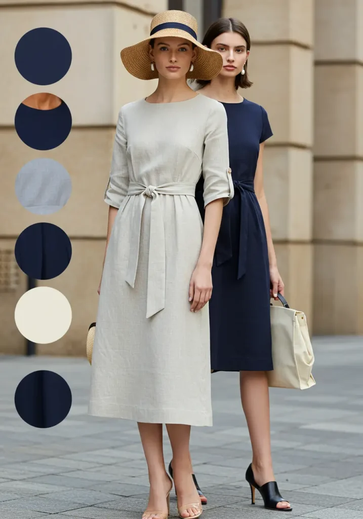 summer dresses over 40- Classic Neutrals with Sophistication