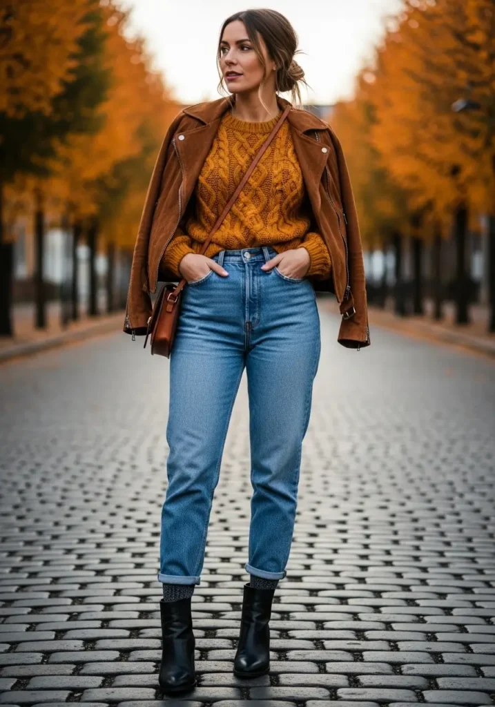 Fall Layering- mom jeans