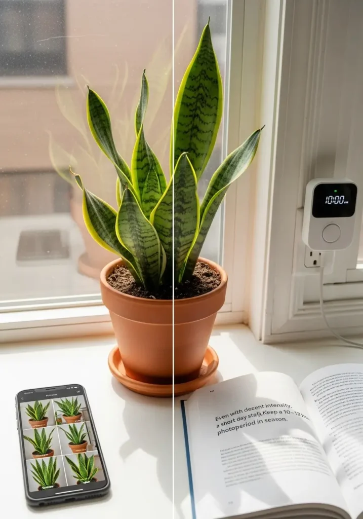 snake plant- Light hours are too short