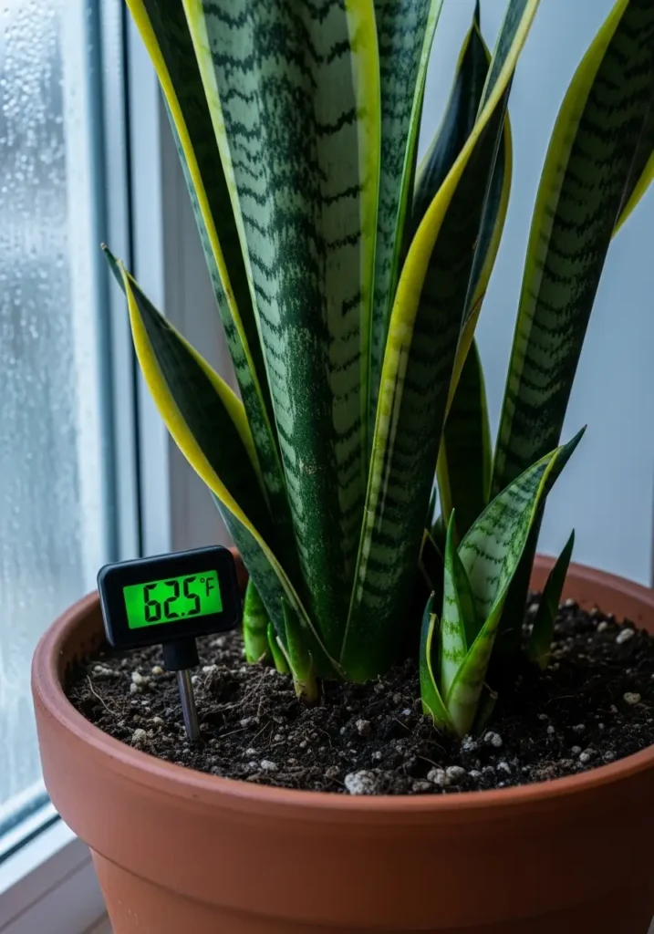 snake plant- Media temperature dips below 65°F