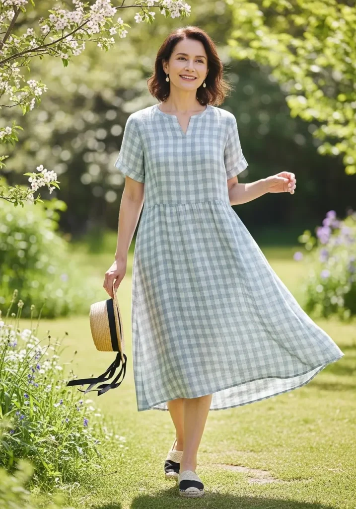 Gingham Linen Dress- Dress at 60