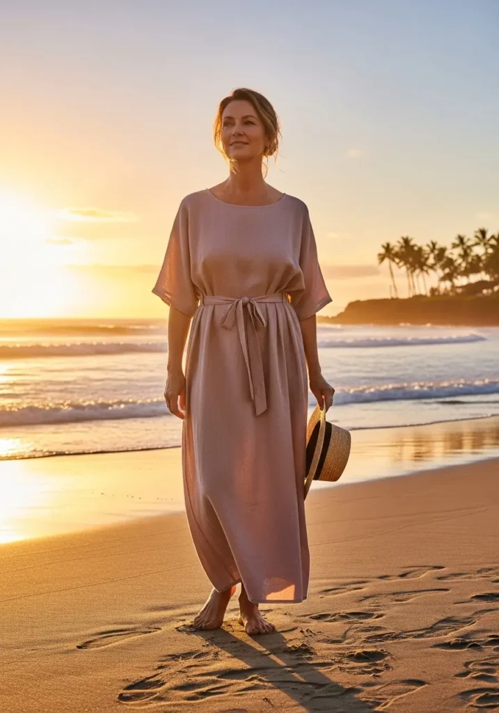 Linen Blend Maxi Dress-Dress at 60