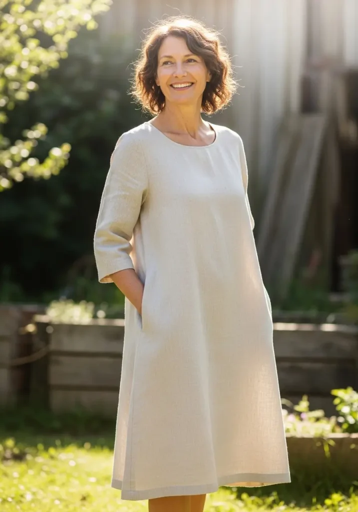 Organic A-Line Linen Dress-Dress at 60