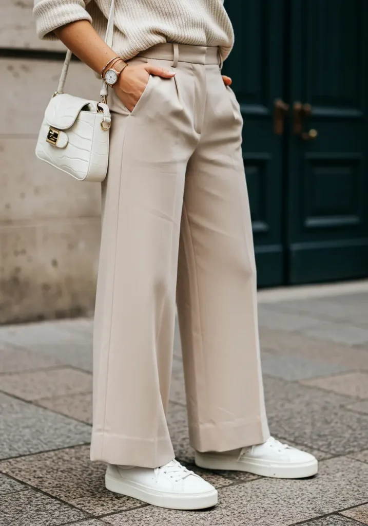 The Sneaker Contrast Method- Secrets for Wearing Wide Leg Pants
