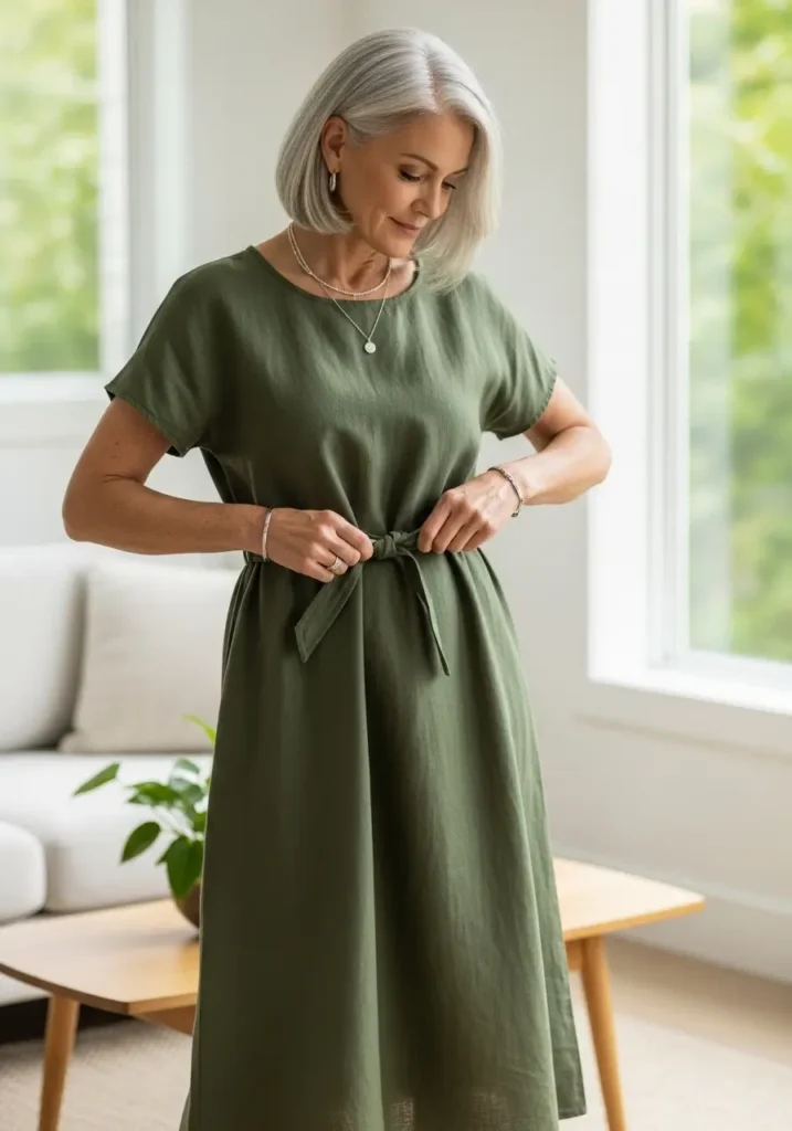 Tie Waist Linen Dress- Dress at 60