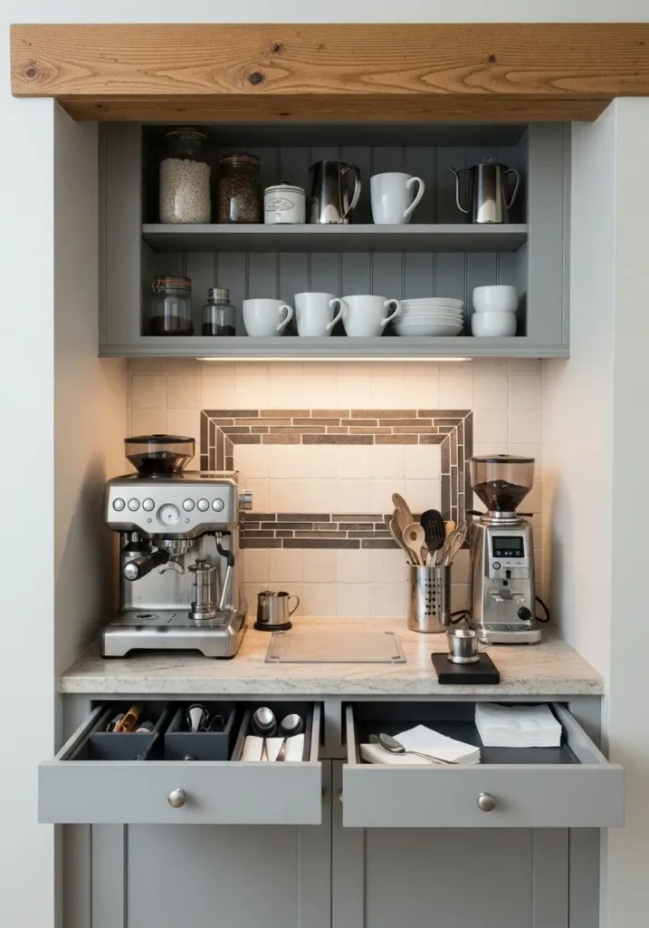 Built-In Kitchen Nook Home Coffee Bar