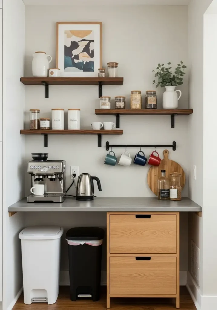 Floating Shelf Coffee Wall for Renters