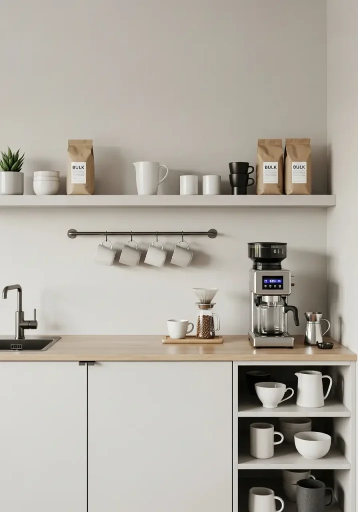Minimalist Home Coffee Bar for a Calm Look