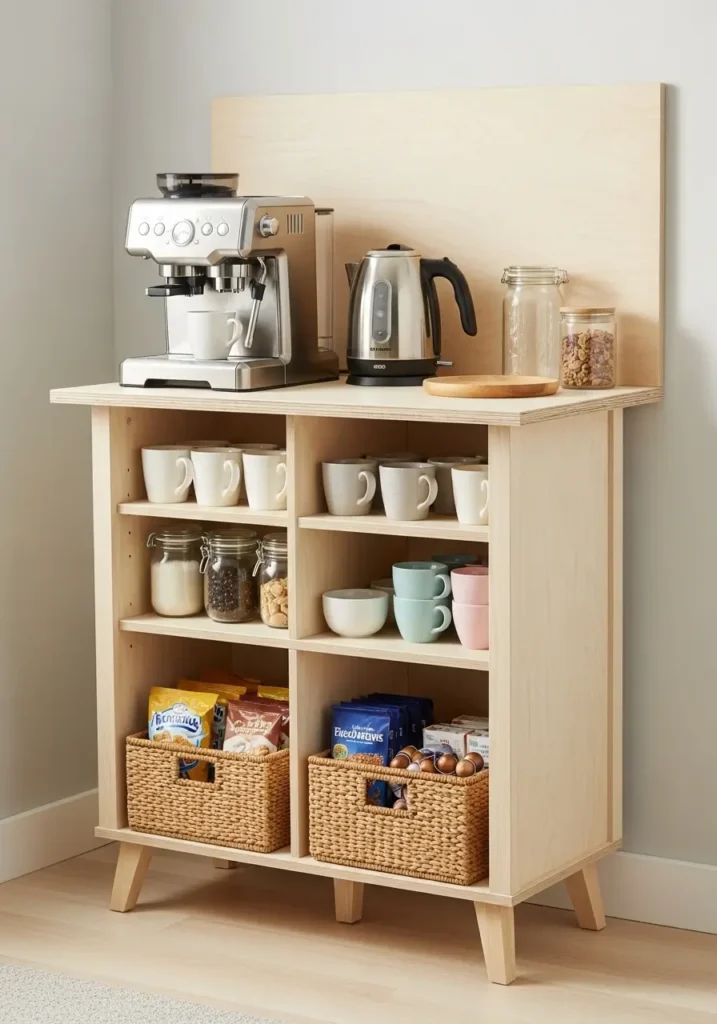 Shelf and Cube Coffee Bar for Small Apartments