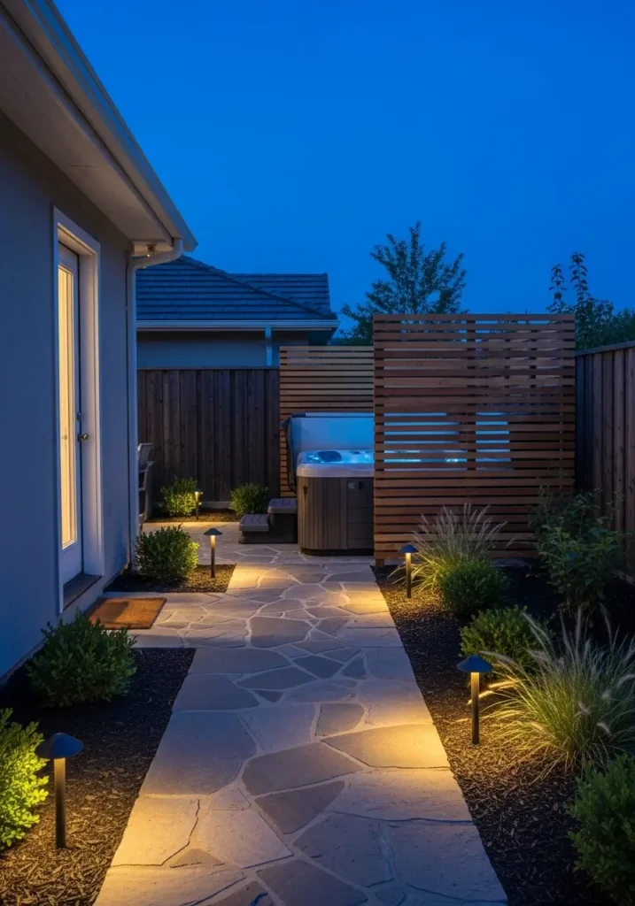Jacuzzi Outdoor Guide That Actually Works outdoor jacuzzi location with lit path