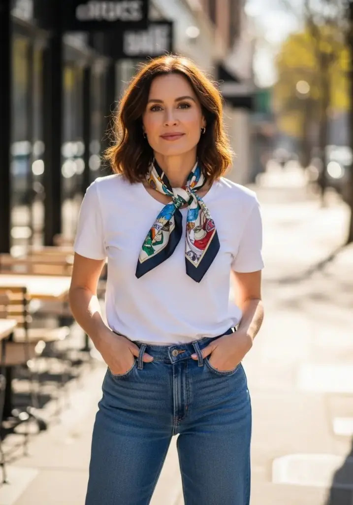 Style Satin Scarves with Jeans and Tees
