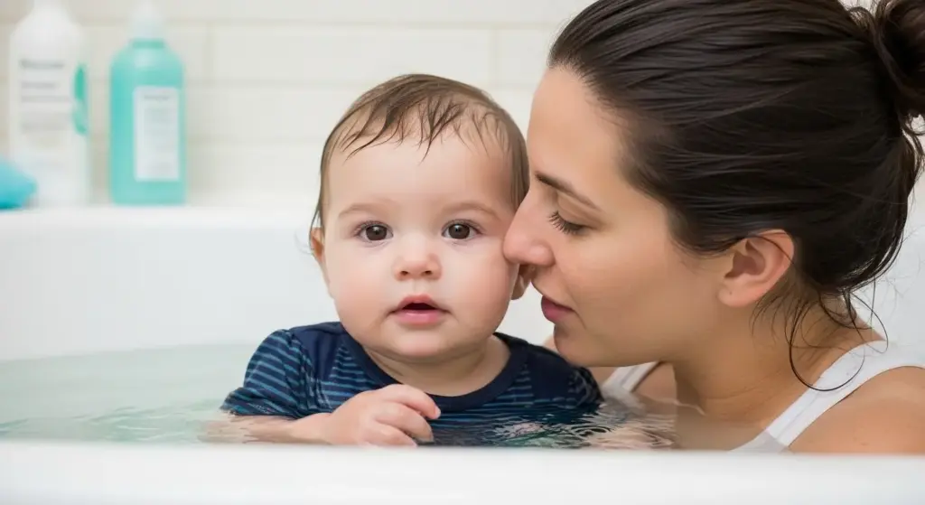 A bath time moment made one mom pause