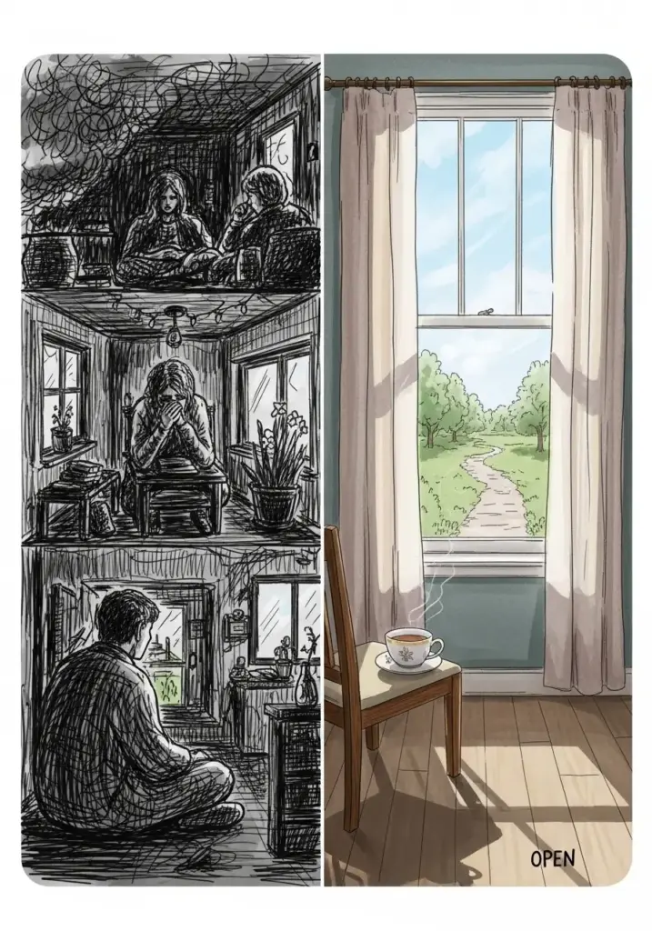 Before and after a hard moment