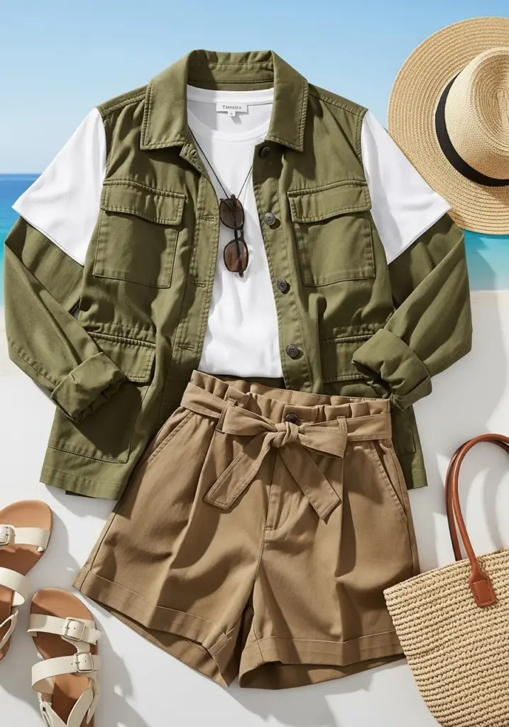 Linen Romper with Espadrille Sandals