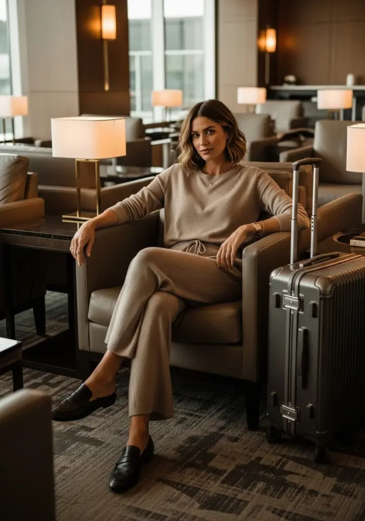 Matching Knit Set with Leather Loafers