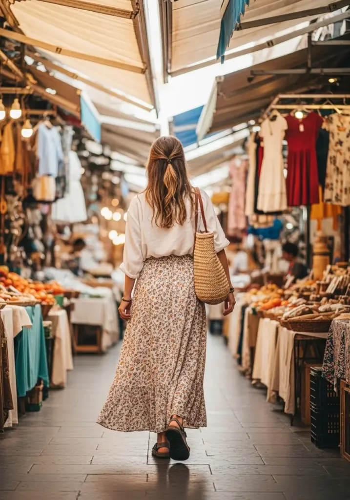 Maxi Skirt, Cotton Top, and Walking Sandals