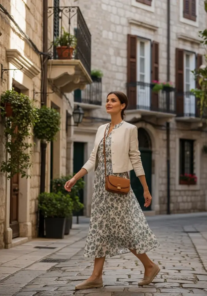 Sleeveless Midi Dress with a Cropped Jacket