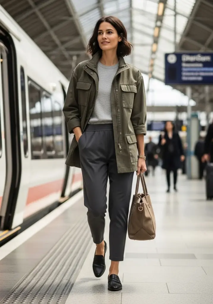 Utility Jacket, Easy Pants, and Leather Loafers