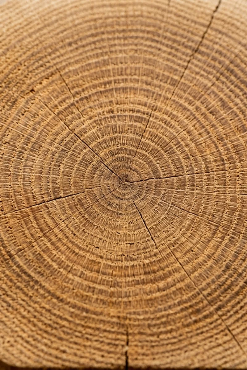 Macro view of natural quarter-sawn white oak wood grain displaying statistical fractals