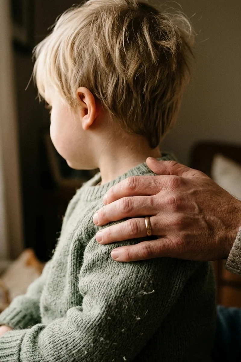 Caring parent offering quiet morning encouragement and consistent waking support